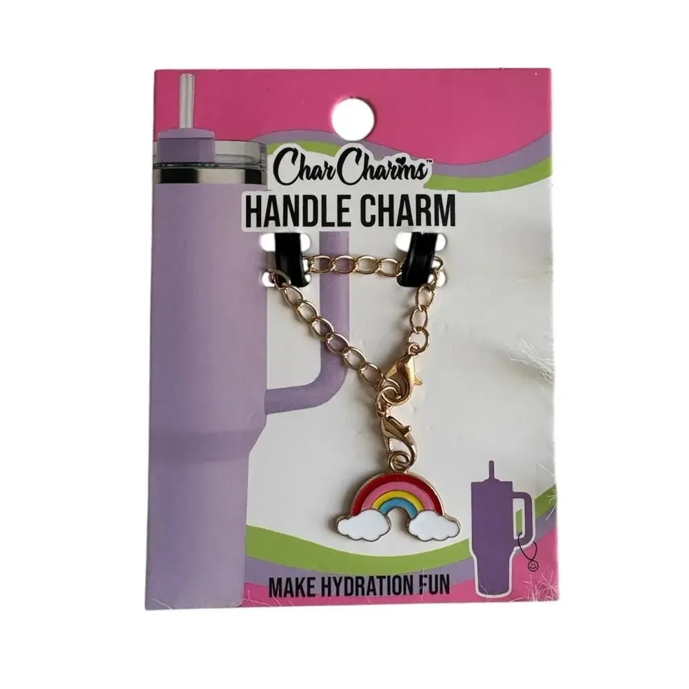 NEW CharCharms 40 oz. Colorful Tumbler Straws & Rainbow Charm Accessory Bundle
